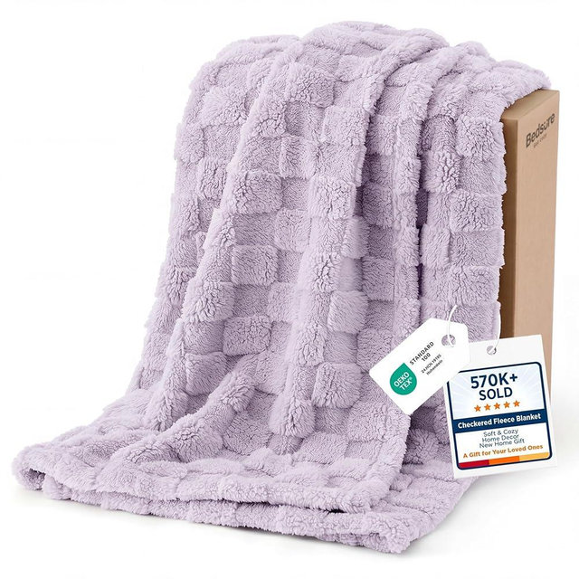 Bedsure GentleSoft Lavender Fog Throw Blanket for Couch - Super Soft Cozy Blankets Gifts for Kids Girls, Cute Small Fleece Throws for Bedroom Home Decor, 50x70 Inches