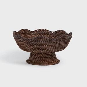 Dark Brown Rattan Footed Bowl
