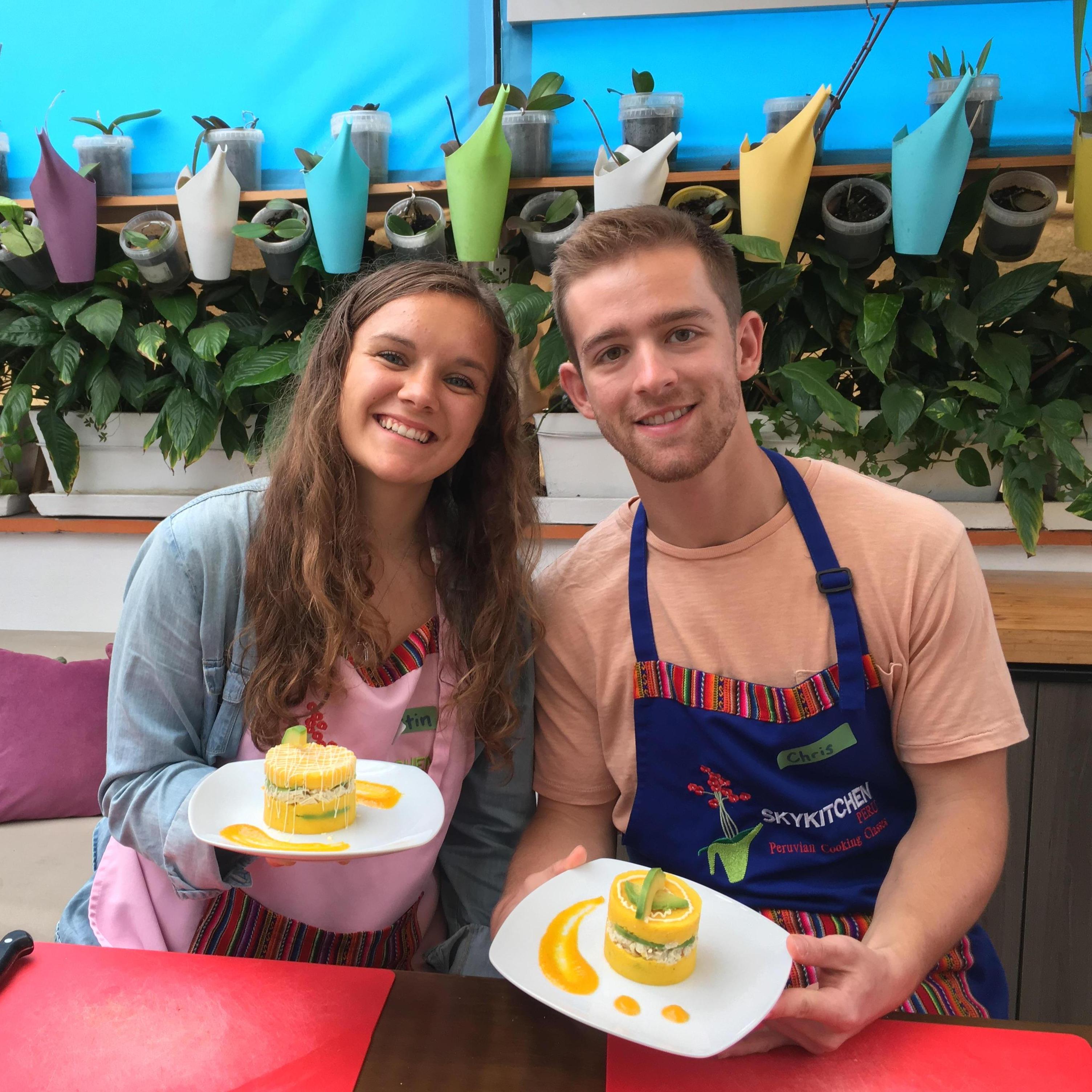 Who looks the most Peruvian: Kristin, Chris, or the food?