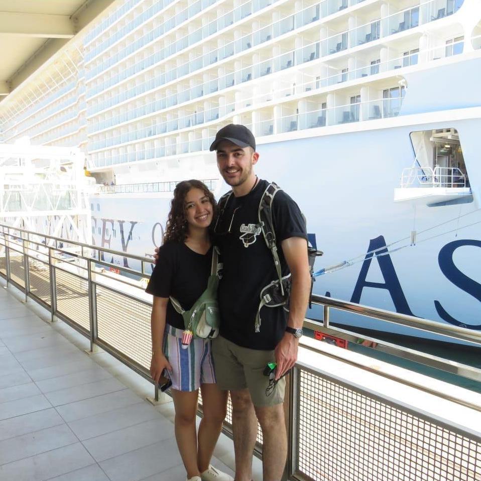 Conor and Ale's first cruise together: We are just excited we both made it onto the boat when we were both scared about COVID!