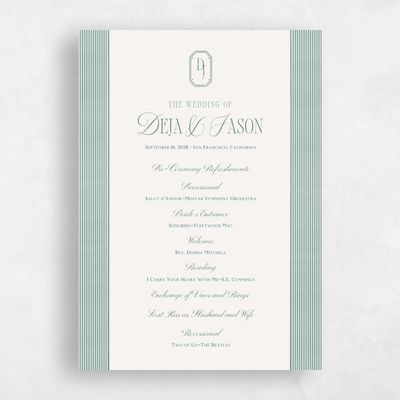 Hunter, Green Wedding Program - Sage