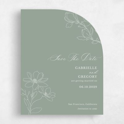 Green Half arch Wedding Save the Date - Magnolia Portrait