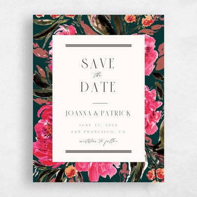 Green Fall Wedding Save the Date - Waverly Portrait