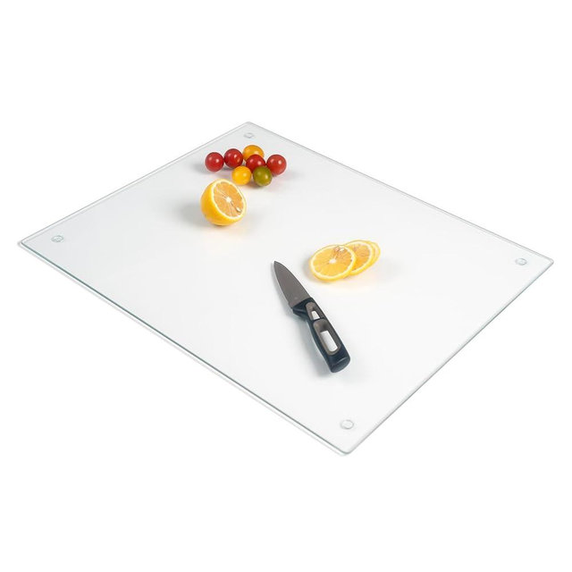 Tempered Glass Cutting Board for Kitchen, Clear Cutting Board for Countertop, Dishwasher Safe, Scratch Resistant, Heat Resistant, Shatter Resistant (20"x16")