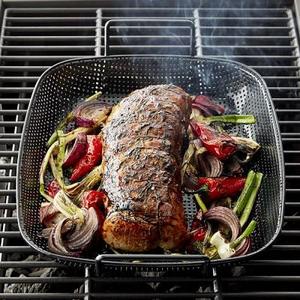 High Heat Nonstick Steel Grill Roasting Pan, Black
