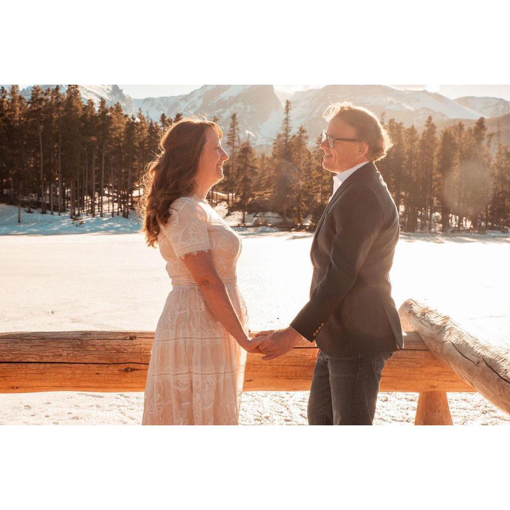 Celebrating our engagement with photos in the mountains a few miles from where we’ll say I Do!