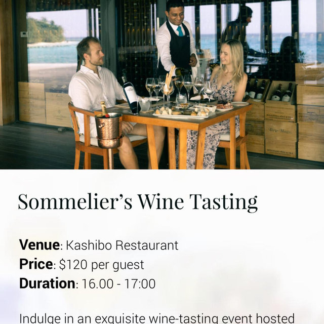 Sommeliers wine tasting at honeymoon resort