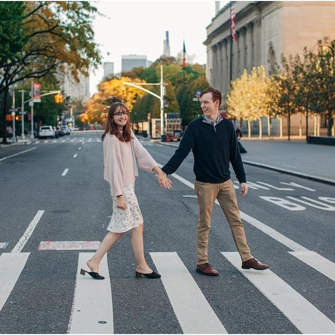 Sam thought we were about to get hit by a bus on 5th Avenue when our photographer took this picture.