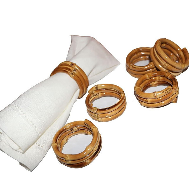 Bamboo Napkin Rings,Napkin Ring Set of 6,Handmade Natural Napkin Holder Ring for Table Decoration