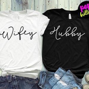 hubby wifey shirts - wifey hubby shirts - honeymoon shirts - couples shirts - bride shirts - groom shirts - just married - couples shirt set