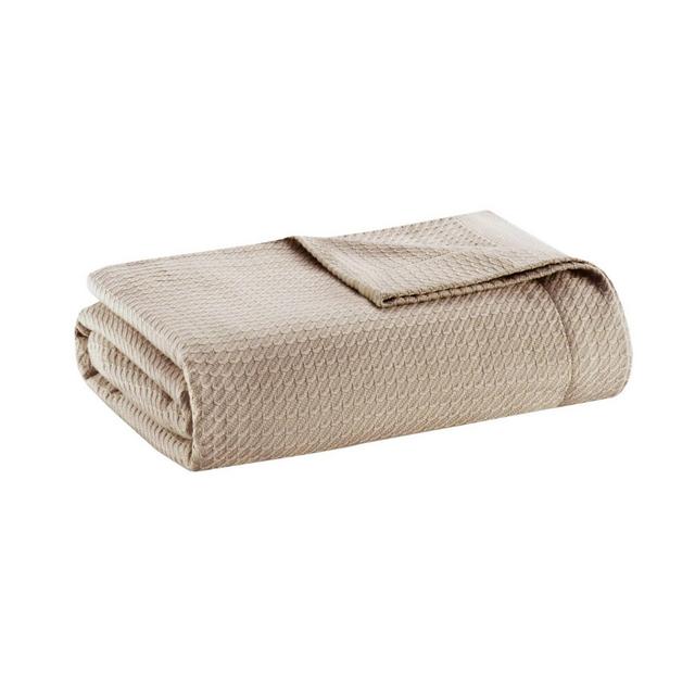 Full/Queen Textured Cotton Bed Blanket Khaki