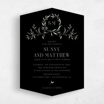 Black Diamond Wedding Invitation - Clairemont Portrait