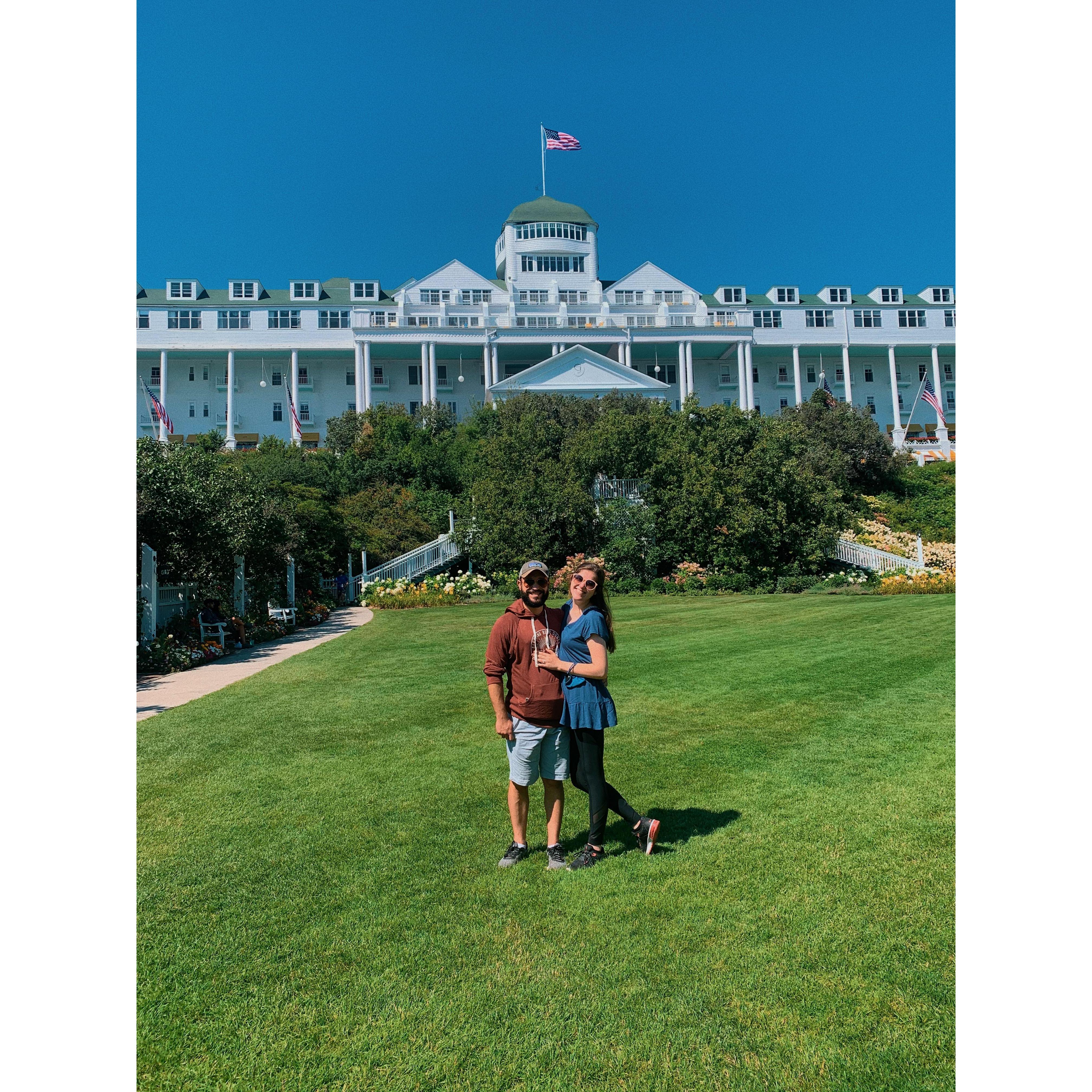 In front of the Grand Hotel, during Jack's first trip to Mackinac Island!