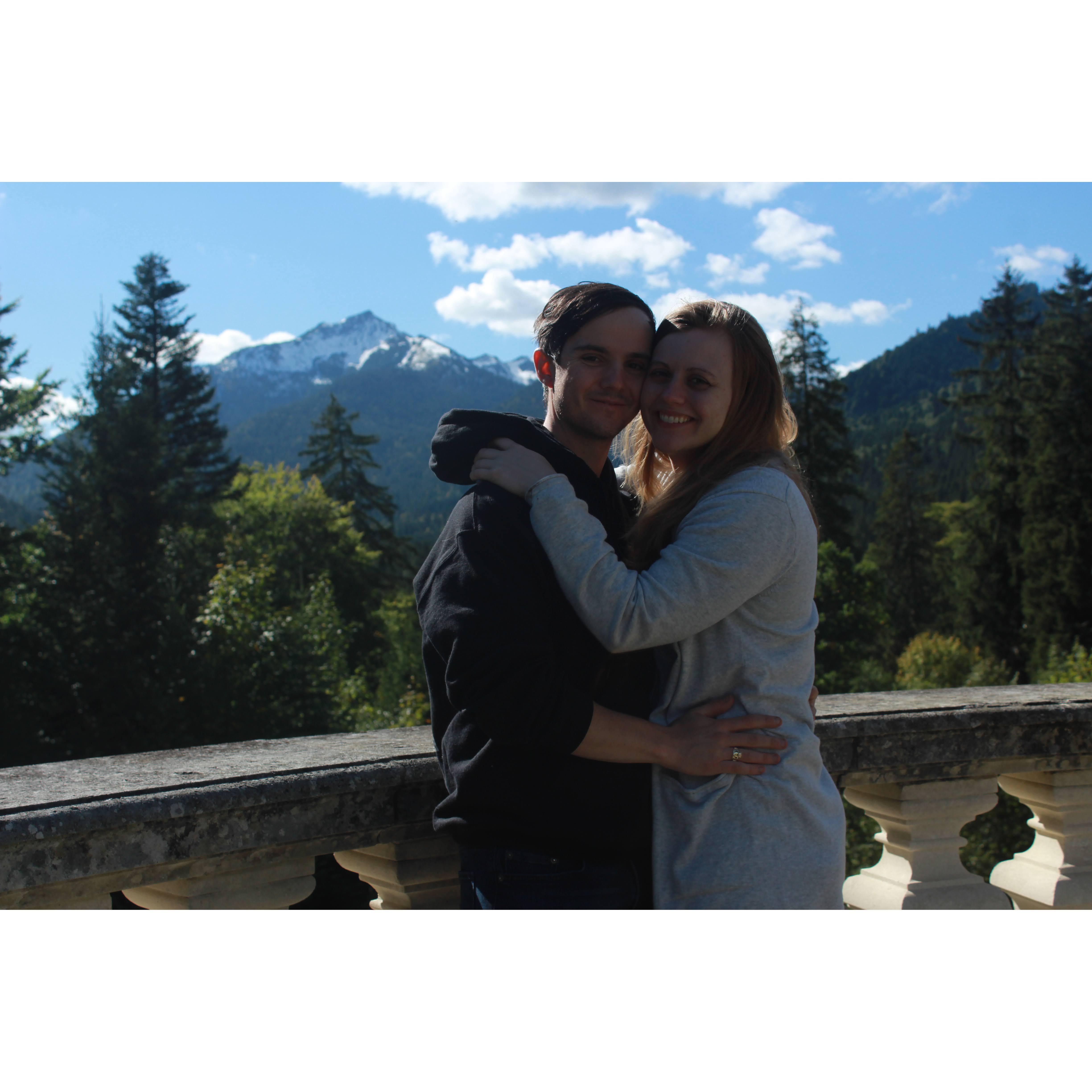 At the grounds of Linderhof Palace overlooking the Alps