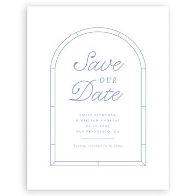 Dark Pastel Blue Wedding Digital Save the Date - Vianne Portrait