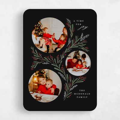 Black Rounded Holiday Card - Periwinkle