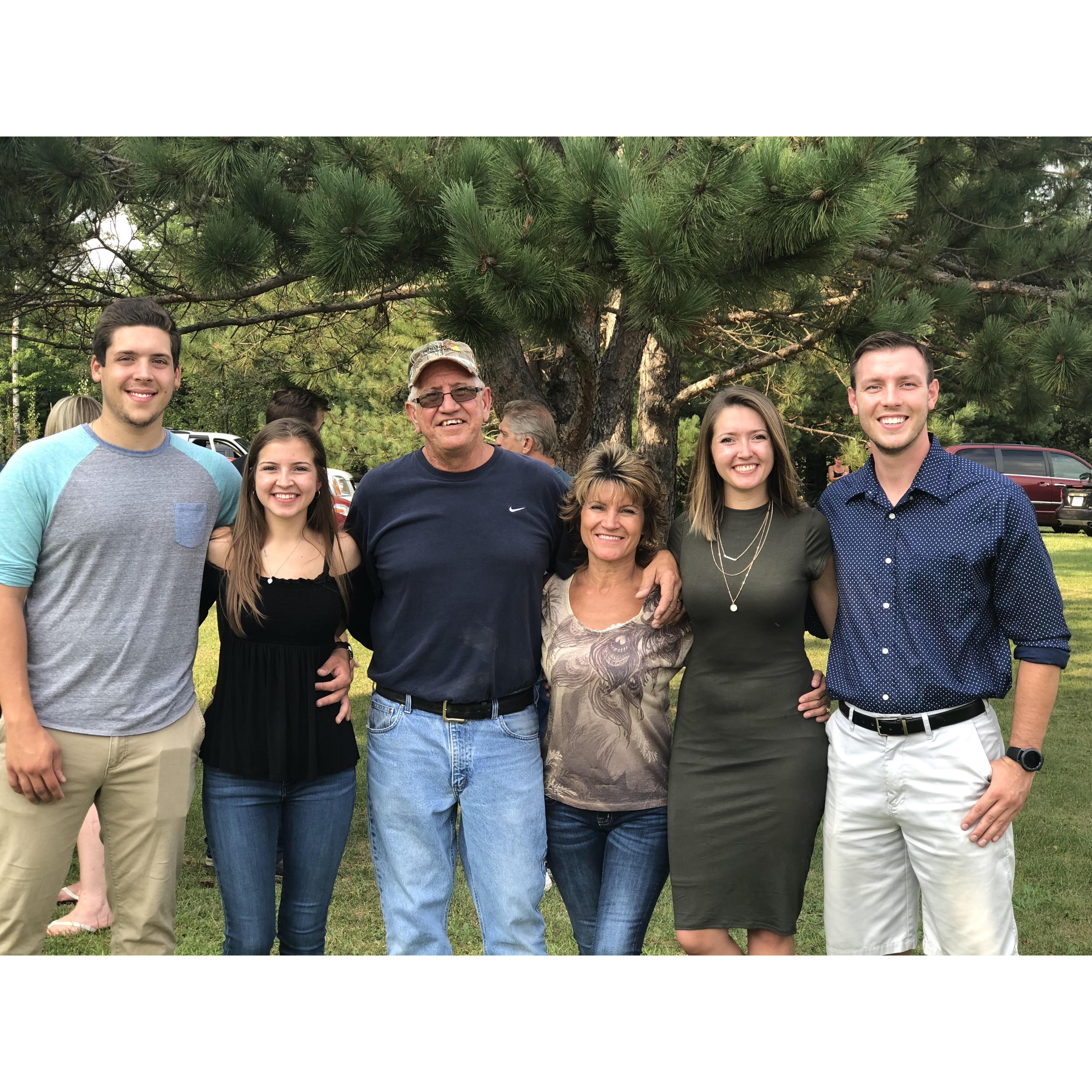 August 2018
Trevor (groomsman), Cassidy (maid of honor/Courtney's sister), Dan (father of the bride), Melissa (mother of the bride), Courtney, and Jay.