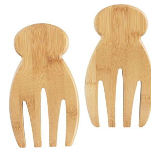 Totally Bamboo Salad Hands, Wood Salad Tongs Alternative for Tossing and Serving Greens, Pasta, and Fruit, Bamboo Claw Servers with Bowl-Grip Knob