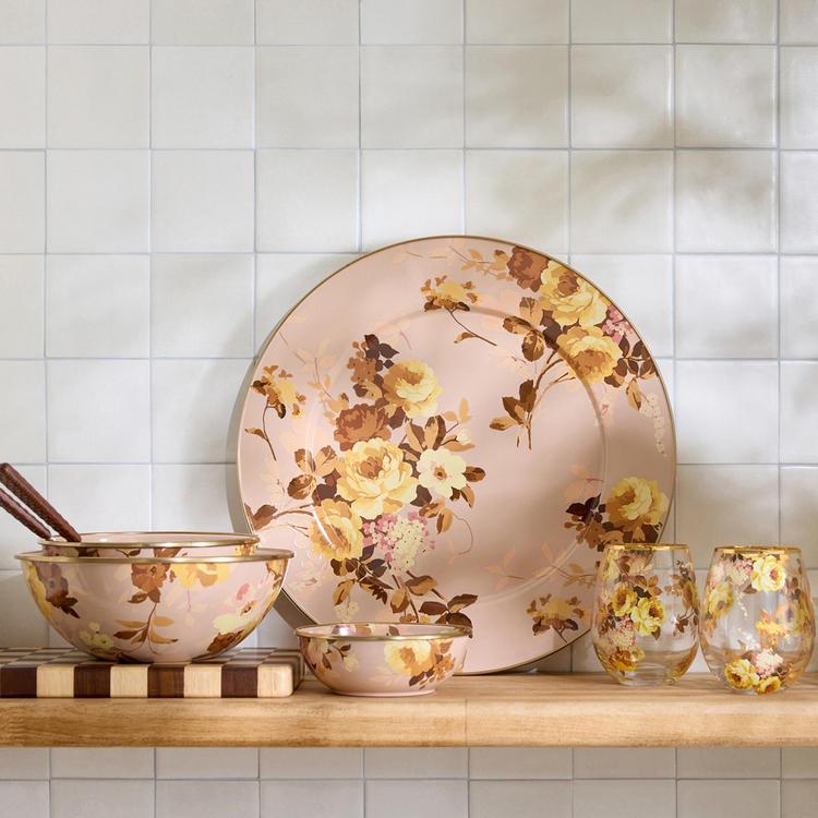 MacKenzie-Childs, Wild Rose Mauve Stainless Steel Serving Platter