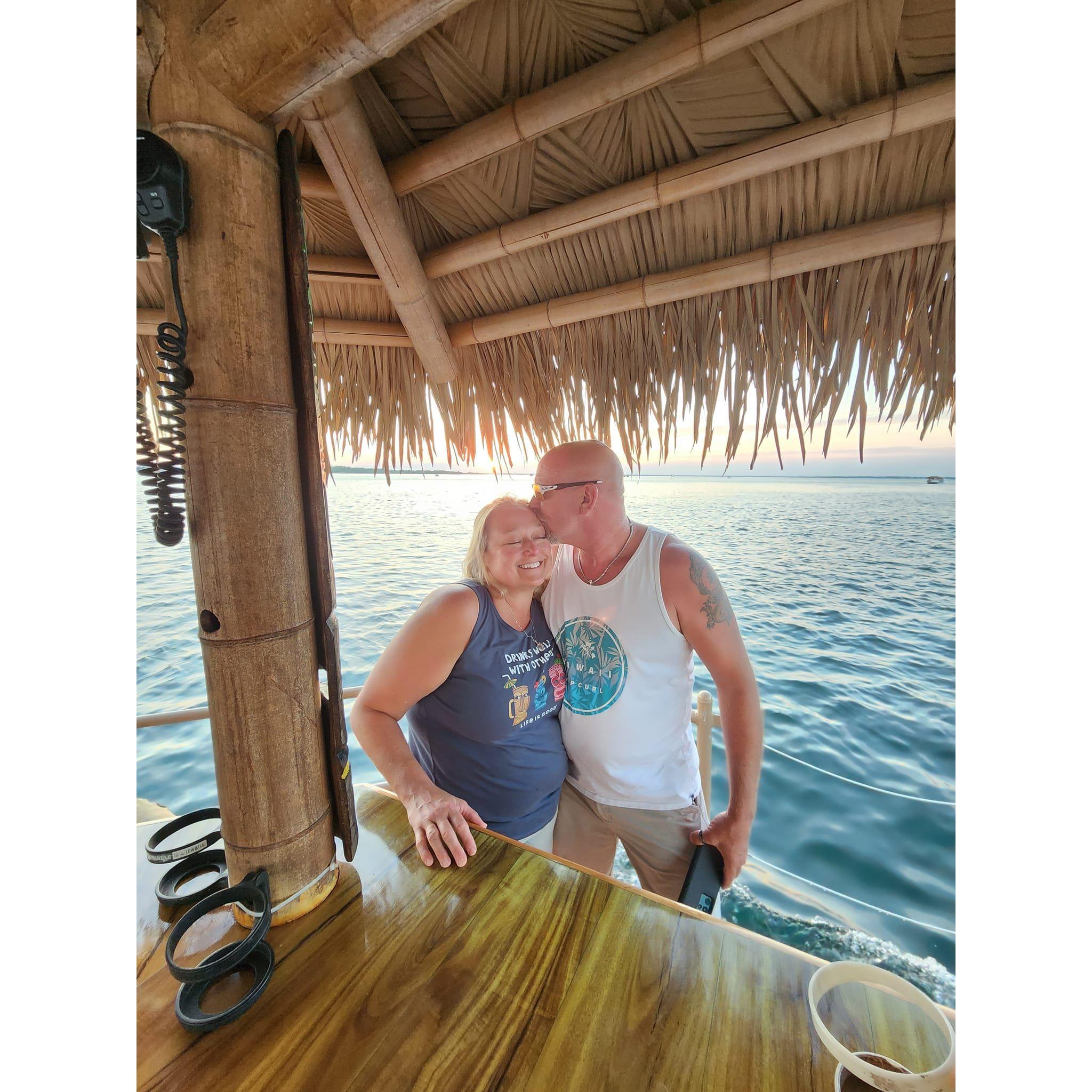 Our tiki hut boat tour in Destin, Florida