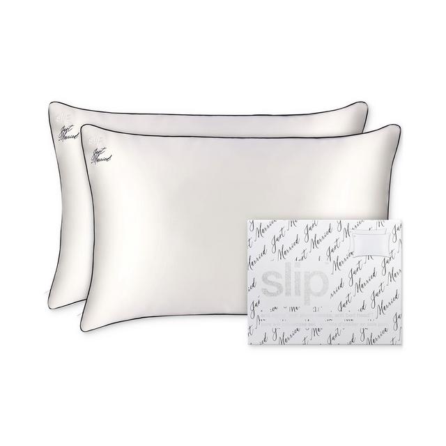 Slip 2-Pc. Pure Silk "Just Married" Queen Pillowcase Set