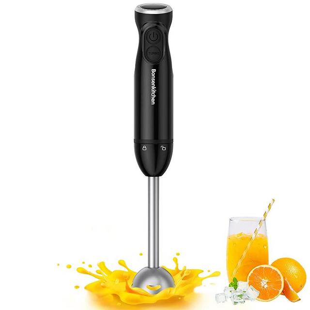 Bonsenkitchen Handheld Blender, Electric Hand Blender 12-Speed with Turbo Mode, Immersion Hand Held Blender Stick with Stainless Steel Blades for Soup, Smoothie, Puree, Baby Food