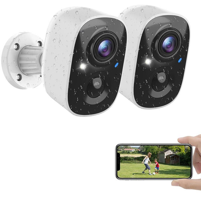 MaxiViz 2K Security Cameras Wireless Outdoor, Battery Powered WiFi Cameras for Home Security Indoor with AI Motion Detection, Color Night Vision, 2-Way Talk, IP66, SD/Cloud Storage, 2 Pack