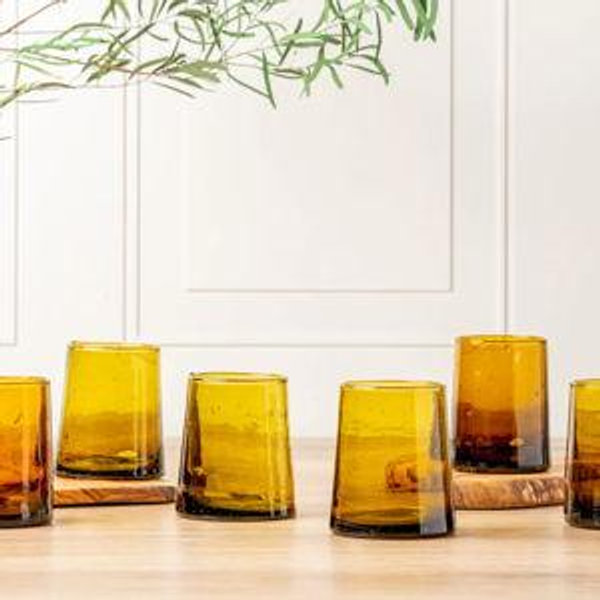 Verve Culture Moroccan Cone Glassware, Set of 6, Amber, Small