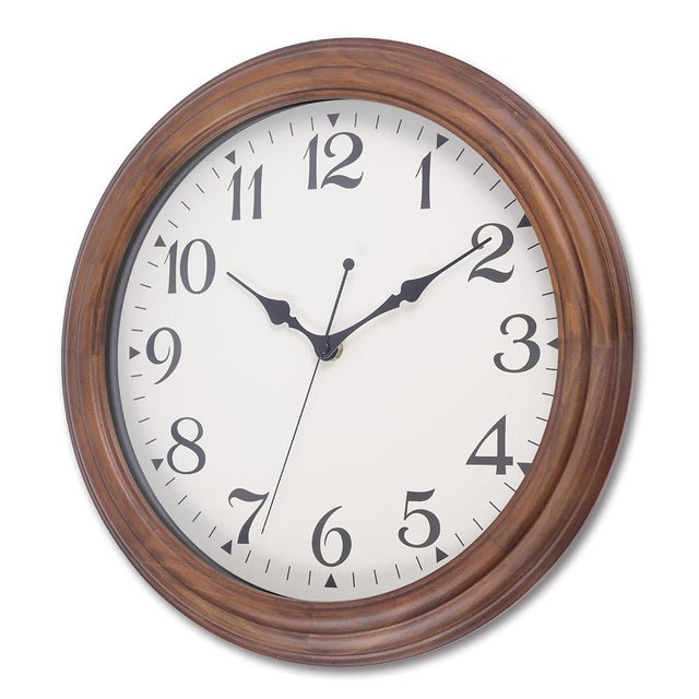 Vigorwise 14 Inch Wooden Wall Clock, Retro Wood Wall Clocks Battery Operated, Large Silent Sweep Movement Accurate Wall Clock for Living Room Bedroom Housewarming Xmas New Year Present