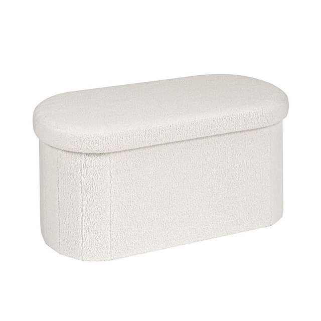B FSOBEIIALEO Ottoman with Storage for Living Room, Sherpa Folding Storage Ottoman Foot Rest, 30 Inches Collapsible Bedroom Bench White