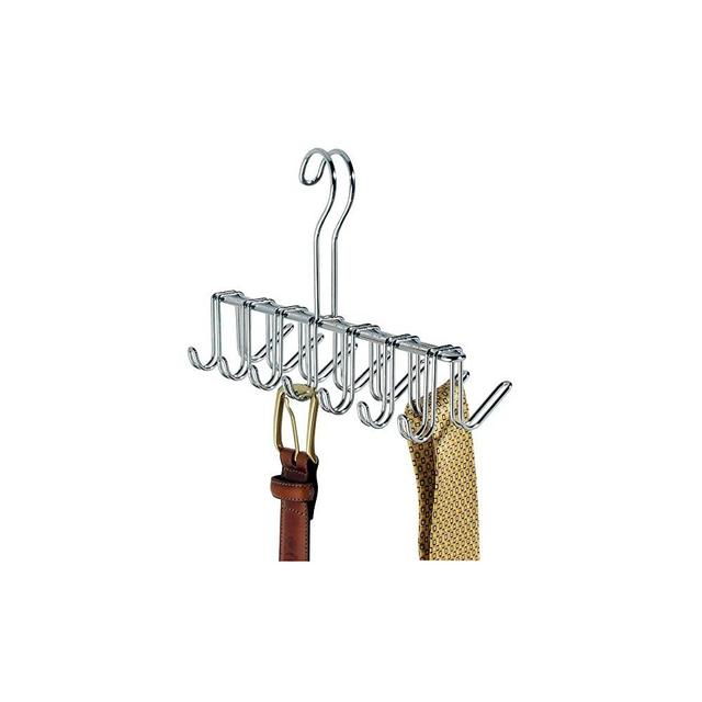 iDesign Classico Metal Tie Hanger, Hanging Closet Organization Storage Holder for Belts, Men's Ties, Women's Shawls, Pashminas, Scarves, Clothing, Accessories, Horizontal Rack