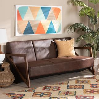 Christa Mid-Century Modern Faux Leather Sofa