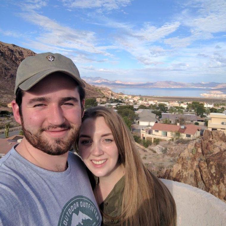 Fresh off the plane on a rooftop deck at the rental house in Arizona