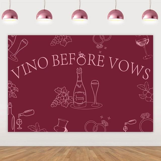 Balterever Wine Bachelorette Party Decorations 3 * 5 Ft Vino Before Vows Vino Before Bachelorette Party Backdrop Wine Bachelorette Backdrop for Engagement Bridal Shower Wedding Supplies