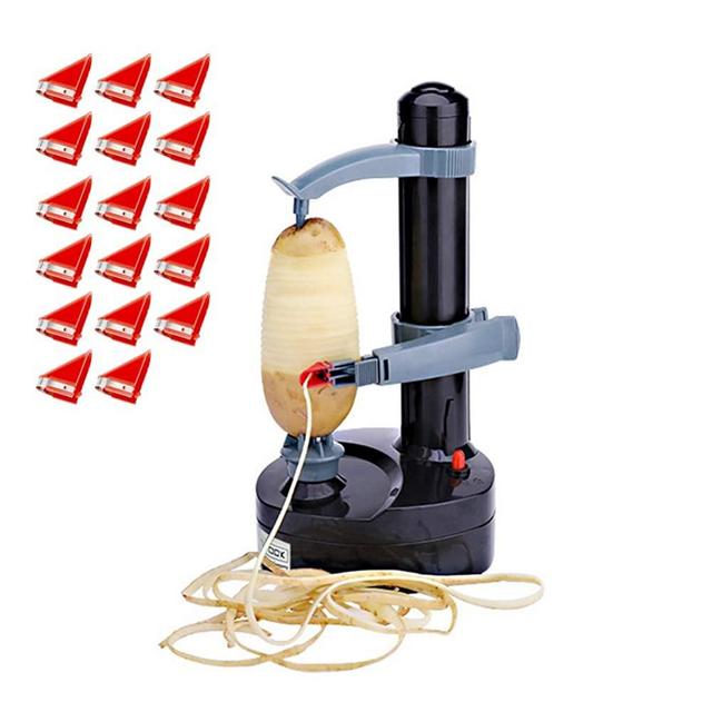 Electric Potato Peeler Automatic Apple Rotato + 18 Replaceable Blades Electric Fruits Vegetables Peeler,COWSTOOK(Black)