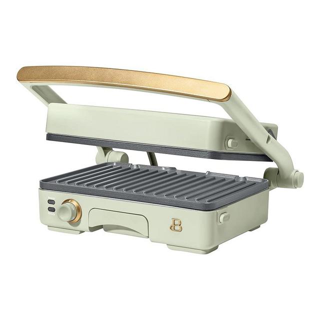 Beautiful 2-in-1 Panini Press & Indoor Grill with Removable Non-Stick Plates, Adjustable Temperature Control, Cool-Touch Handle by Drew Barrymore (Sage Green)
