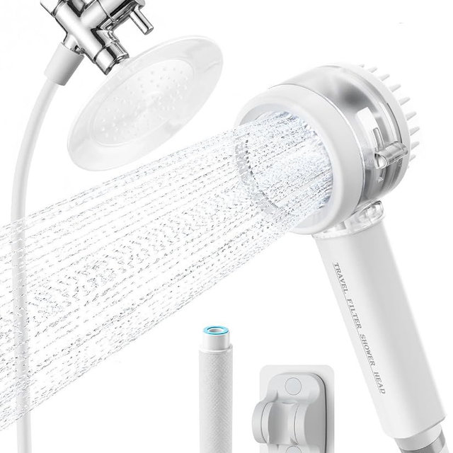 Premium Filtered Dog Shower Attachment, High Pressure Handheld Sprayer with One-Touch Water Control, G1/2" Metal 3-Way Diverter & 100" Hose for Easy Pet Bathing(Silver Spray Face)