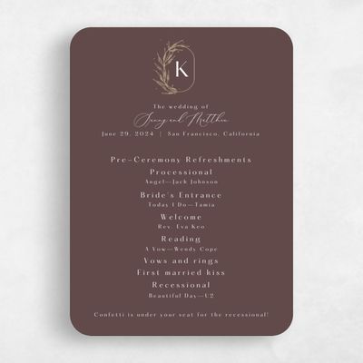 Brown Rounded Wedding Program - Eyota