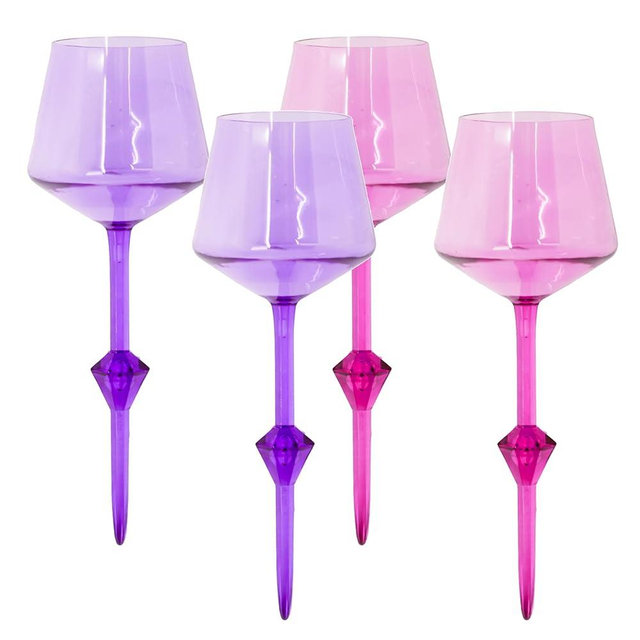 COMFY FLOATS 4 Pack Floating Wine Glasses for Pool, Lake, & Hot Tub (18 Oz | Set of 4) - Red/Pink