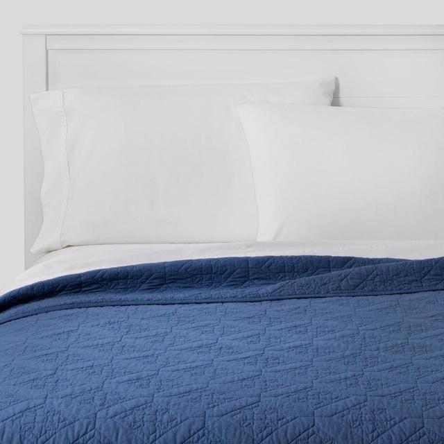 Full/Queen Embroidered Cotton Quilt Blue - Threshold™