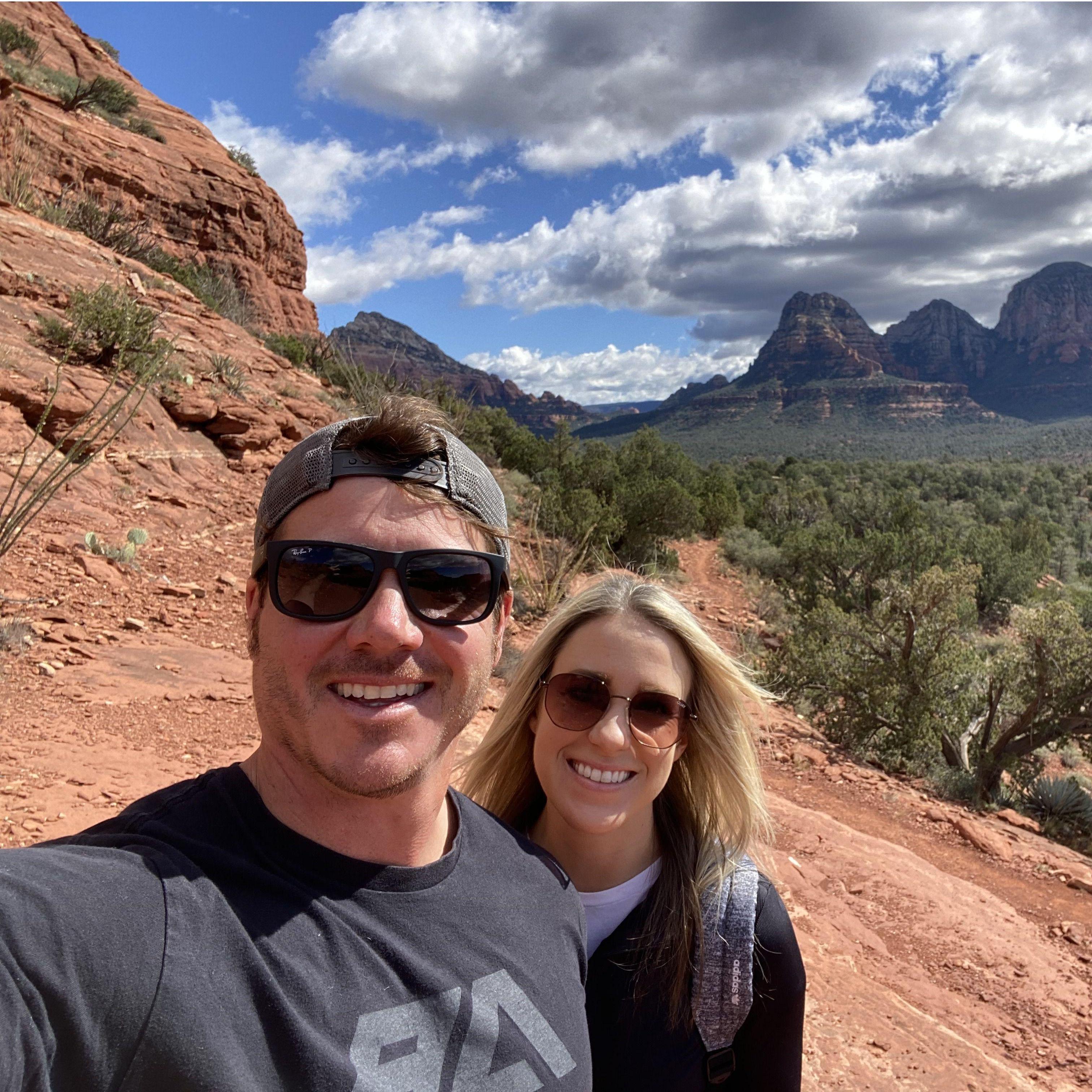 One of our many trips to Arizona together. We appreciate outdoor activities and staying active.