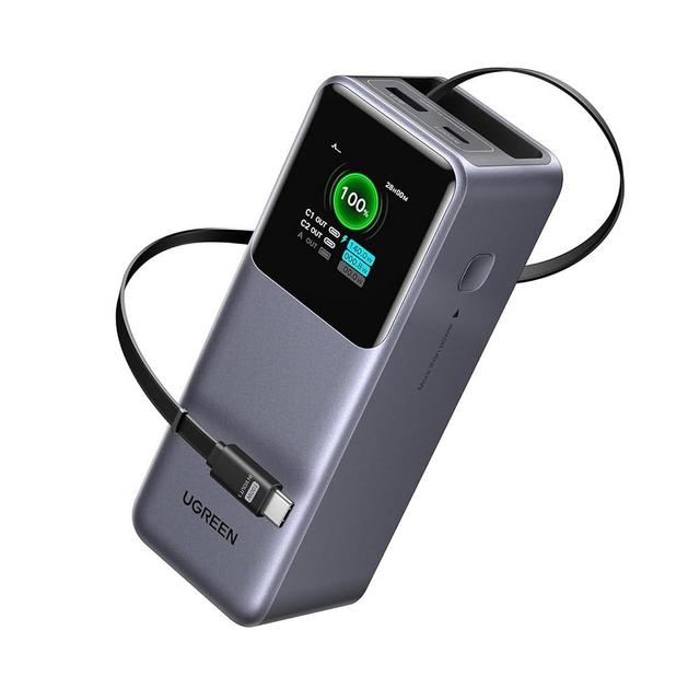UGREEN Nexode Power Bank 20000mAh 165W with Built-in USB C Cable Laptop Travel Portable Charger, 100W Input, Fast Charging for MacBook Pro/Air/iPhone 16/iPad Pro/Galaxy S25 Ultra/Dell/HP and More