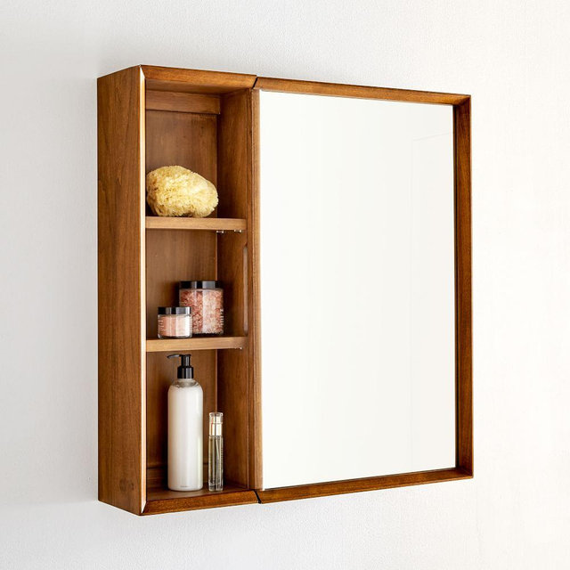 Mid-Century Open Medicine Cabinet With Shelves, Acorn, Wood