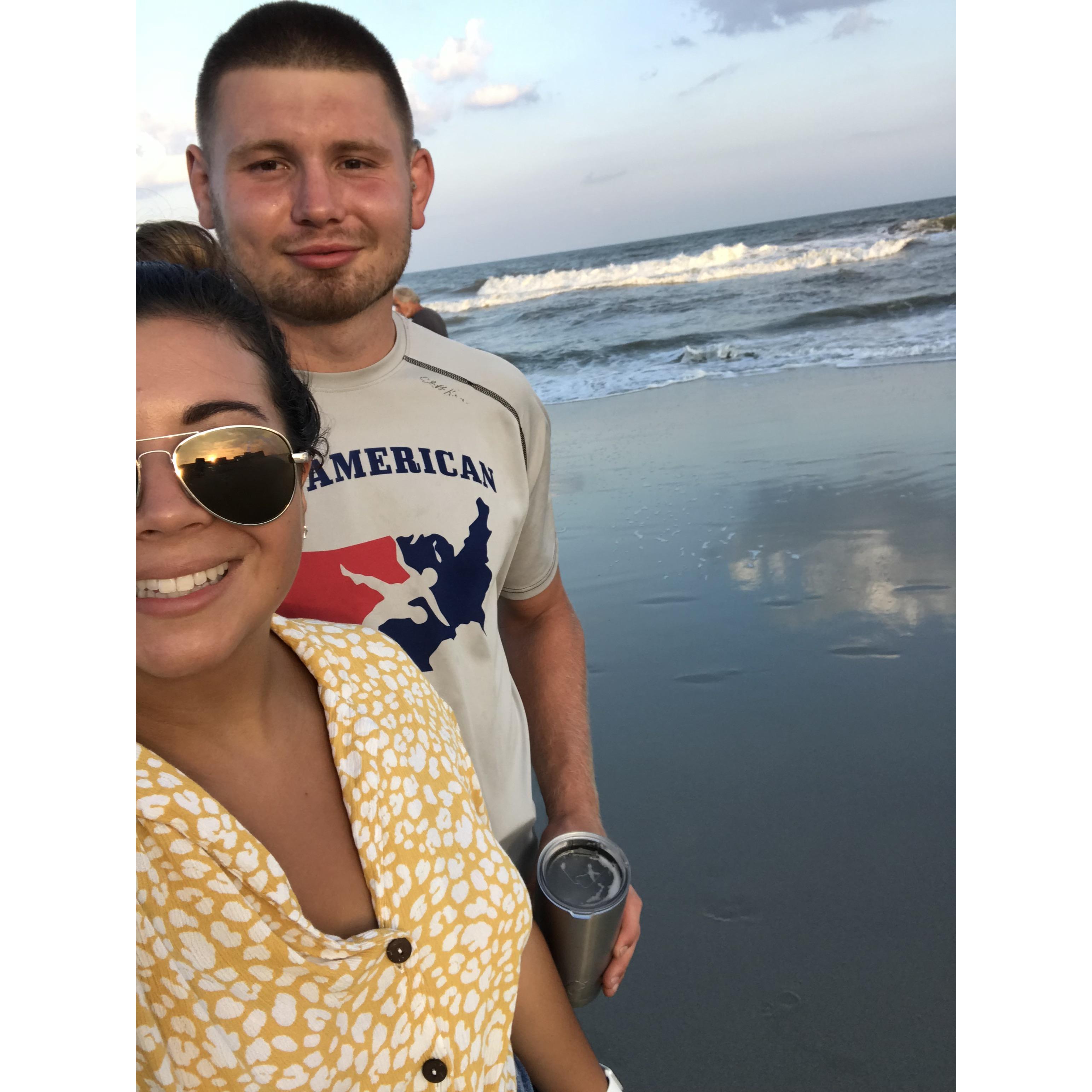 Our first walk on the beach! North Myrtle August 2019