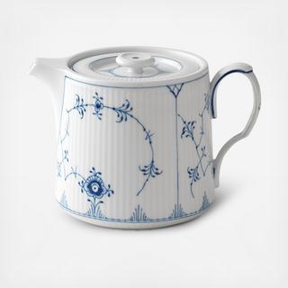 Blue Fluted Plain Tea Pot