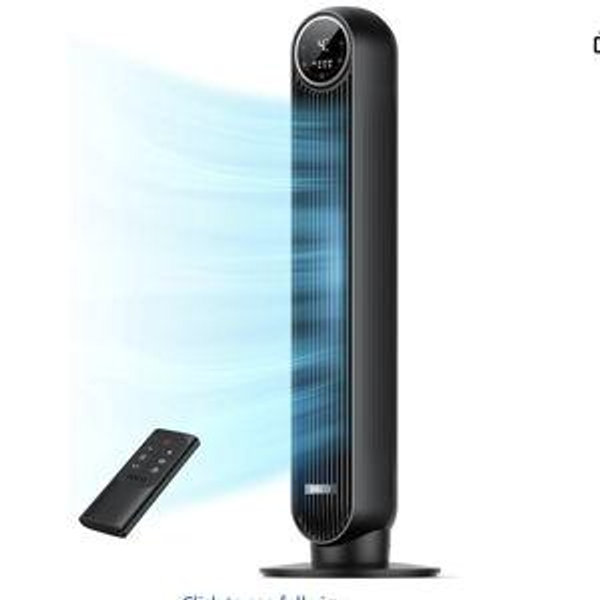DREO Tower Fan for Bedroom, 2026 Upgraded DC Motor, 28ft/s High Velocity, 20dB Ultra Quiet Standing Fan, 8 Speeds 4 Modes, 90° Oscillating Bladeless Fan for Indoors, Floor Fans with Remote, Black