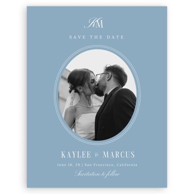 Dusty Blue Wedding Digital Save the Date - Mahogany Portrait