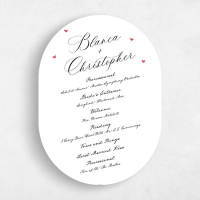 White Oval Wedding Program - Estate
