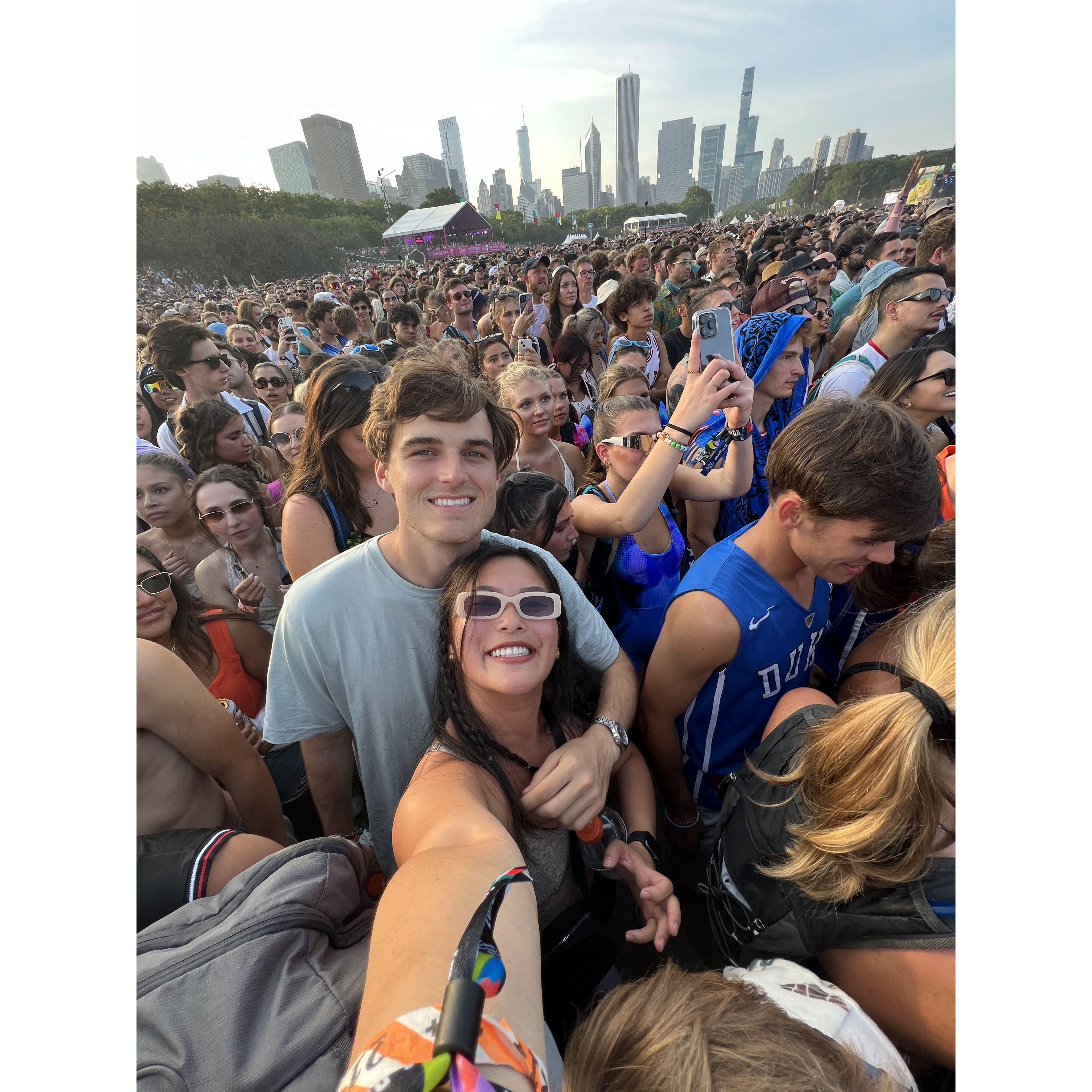 In front of the crowd for Kendrick Lamar's set at Lollapalooza 2023 in Chicago