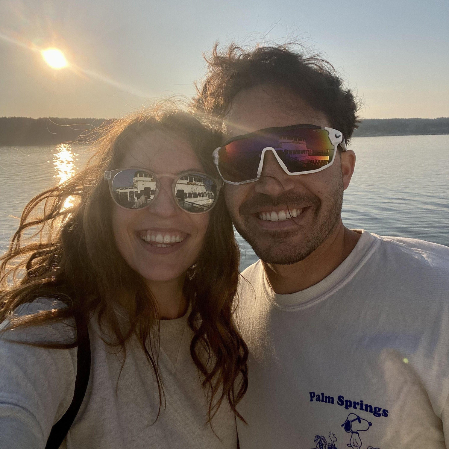 on the ferry to whidbey for libby's birthday weekend